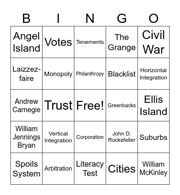 Ch.5+6 Test Review Bingo Card