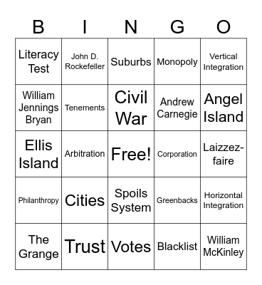 Ch.5+6 Test Review Bingo Card