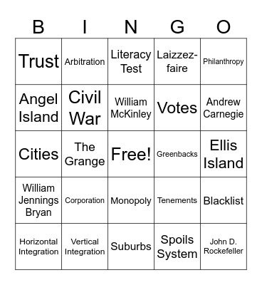 Ch.5+6 Test Review Bingo Card