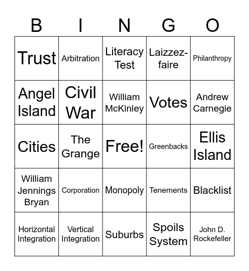 Ch.5+6 Test Review Bingo Card