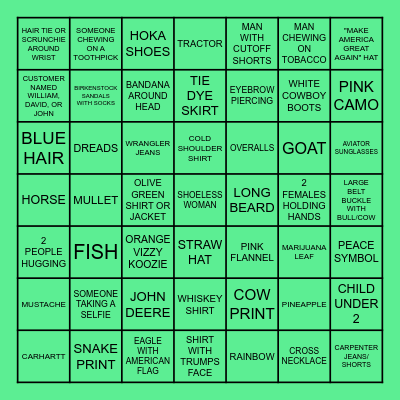 FARM AID BINGO Card