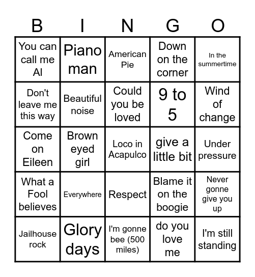 Gouwe ouwe muziek bingo Card