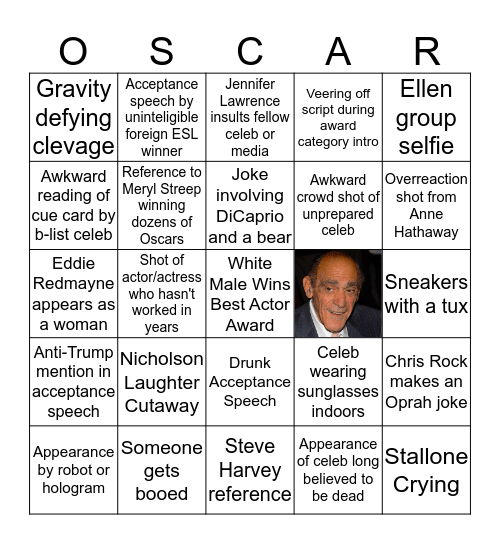 #OscarSoWhite Bingo Card