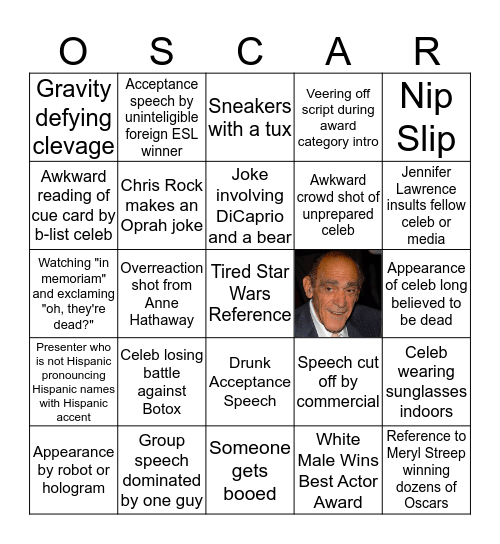 #OscarSoWhite Bingo Card