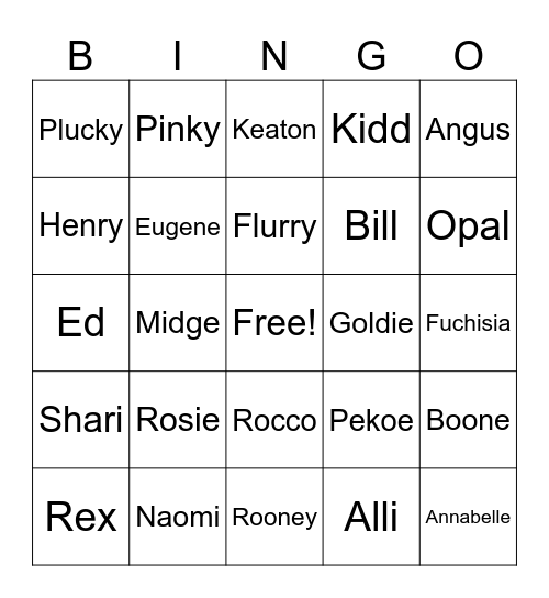 Animal Crossing Villager Hunting Bingo Card