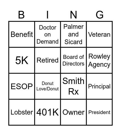 P&S Bingo Card