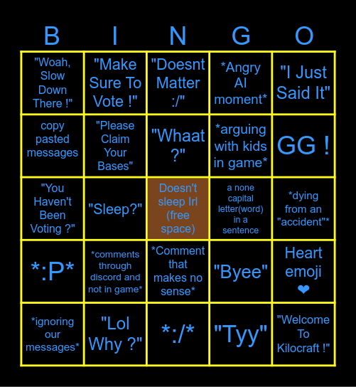 X BINGO ( AI ) Bingo Card