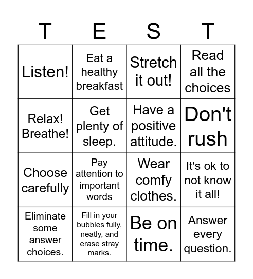 TEST Bingo Card