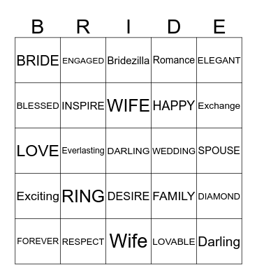 HAEMI's Bridal Shower Bingo Card