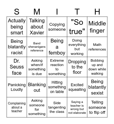 Bingo Board thing Bingo Card