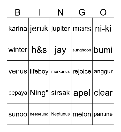 Untitled Bingo Card