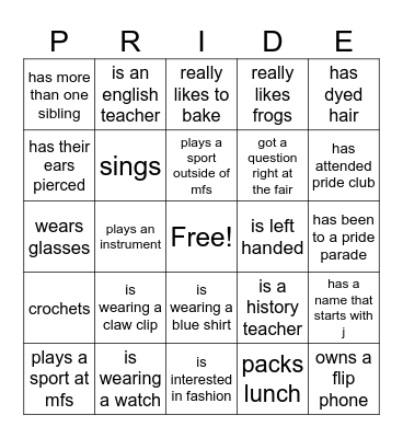 find someone who… Bingo Card