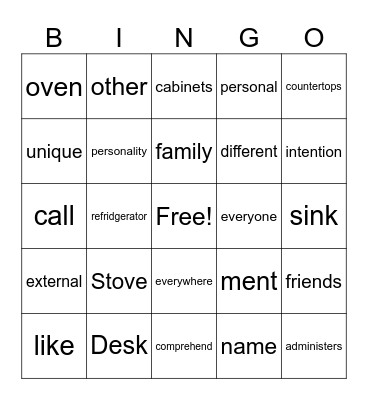ALD Bingo Card