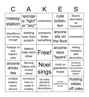 Cake Week 2023 Bingo Card