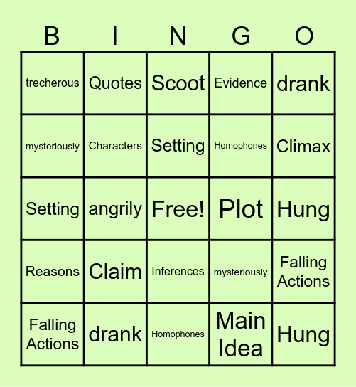 ELA REVIEW Bingo Card