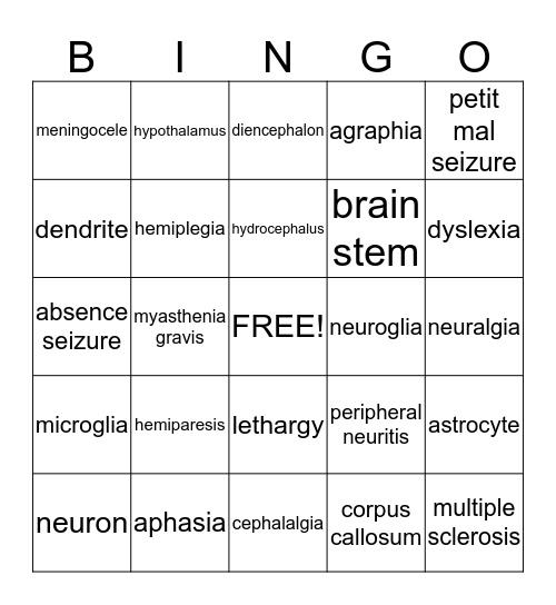 Terminology Chapter 7 Bingo Card