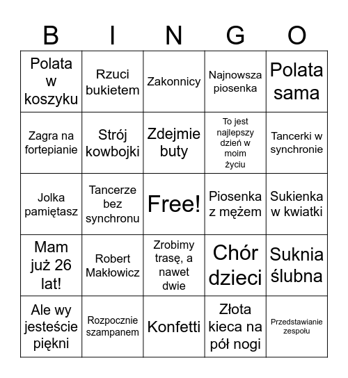 Uczta u Sanah Bingo Card