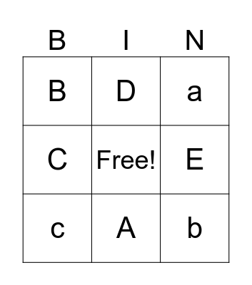 Bingo (a-e) Bingo Card