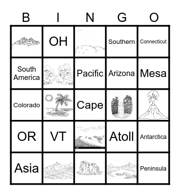 Landform BINGO Card