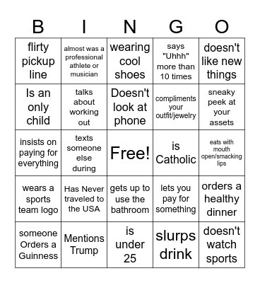Audrey's Date Bingo Card