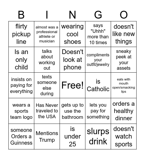 Audrey's Date Bingo Card