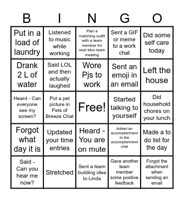 Team Breeze Bingo Card