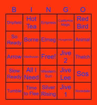 West Coast Goose 23 Bingo Card