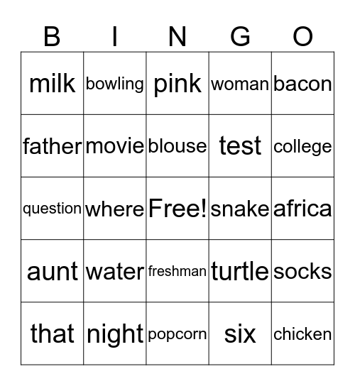 ASL Bingo Card