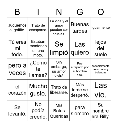 Billy y las Botas 1 (B) Bingo Card