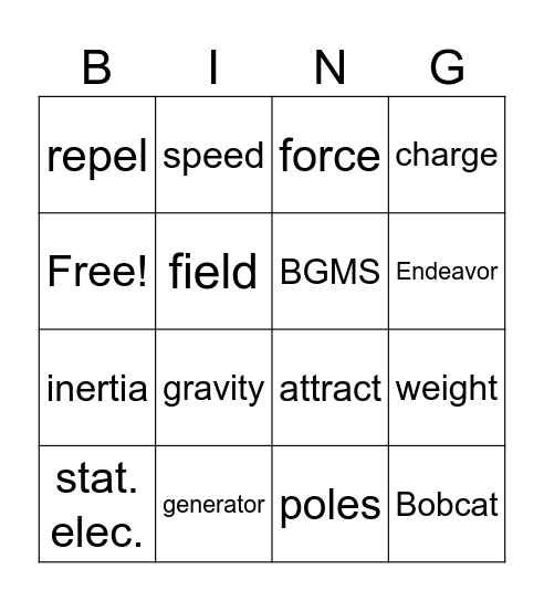 Science #3 Bingo Card