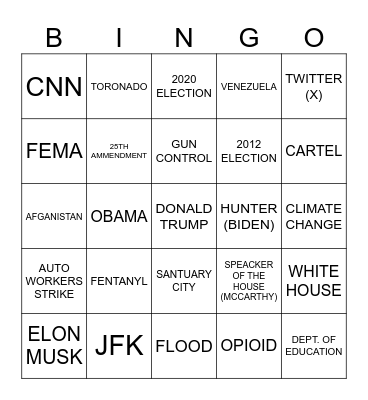 2023 REPUBLICAN DEBATE Bingo Card