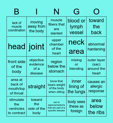 Med Term review (from terms 1-31) Bingo Card