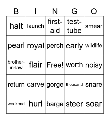 Spelling Words Review Bingo Card