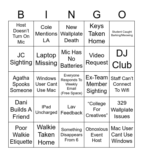 Student Center Bingo 2.0 Bingo Card