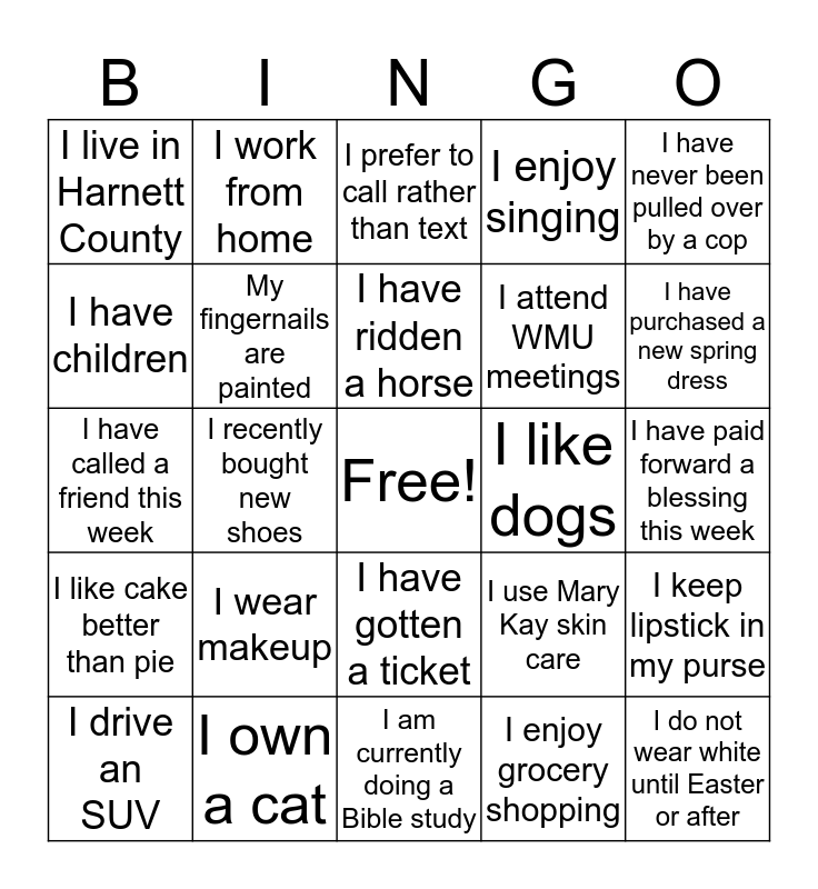 Putting on Your Makeup Bingo Card