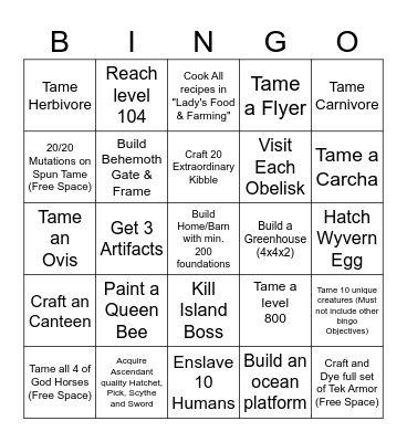 Caballus Bingo Card