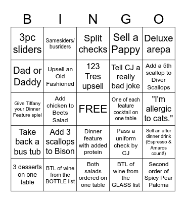 FRIDAY NIGHT BINGO Card