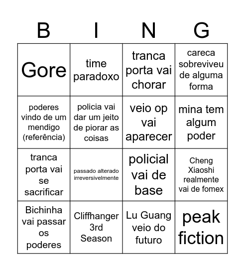 Link Click finale Bingo Card