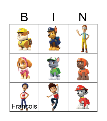 Paw Patrol 3 Bingo Card