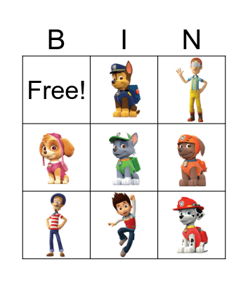 Paw Patrol 3 Bingo Card