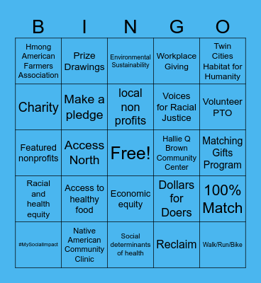 Community Giving Campaign Bingo Card