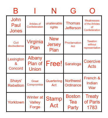 8th Grade 2nd 6 Weeks Bingo Card