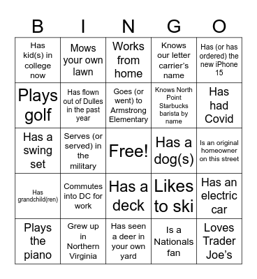 Golden Eagle Mixer Bingo Card