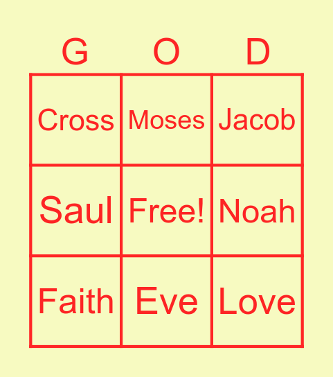 Bible Bingo Card