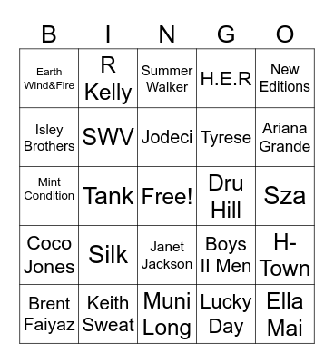SLOW JAMS Bingo Card