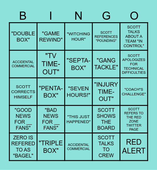 RED ZONE BINGO! Bingo Card