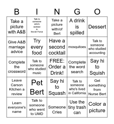 Wedding Bingo Card