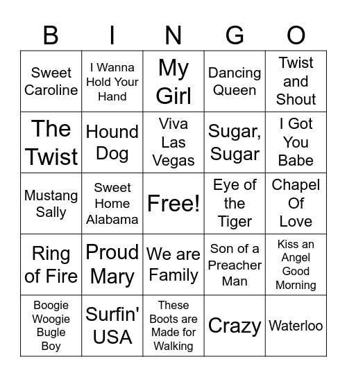 Music Bingo Card