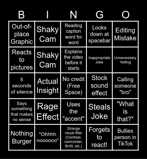 Sssniperwolf bingo Ultimate Edition (Every single space Jack ever added) Bingo Card