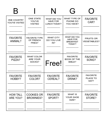 GET TO KNOW BINGO! Bingo Card
